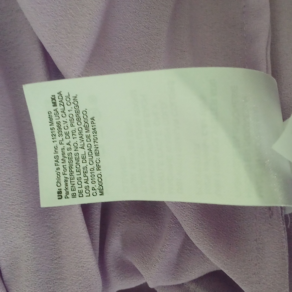 Chicos Lavendar Long Sleeve Pleated Top Size 0 Us 4/6 Womens Spring Feminine - Picture 9 of 10